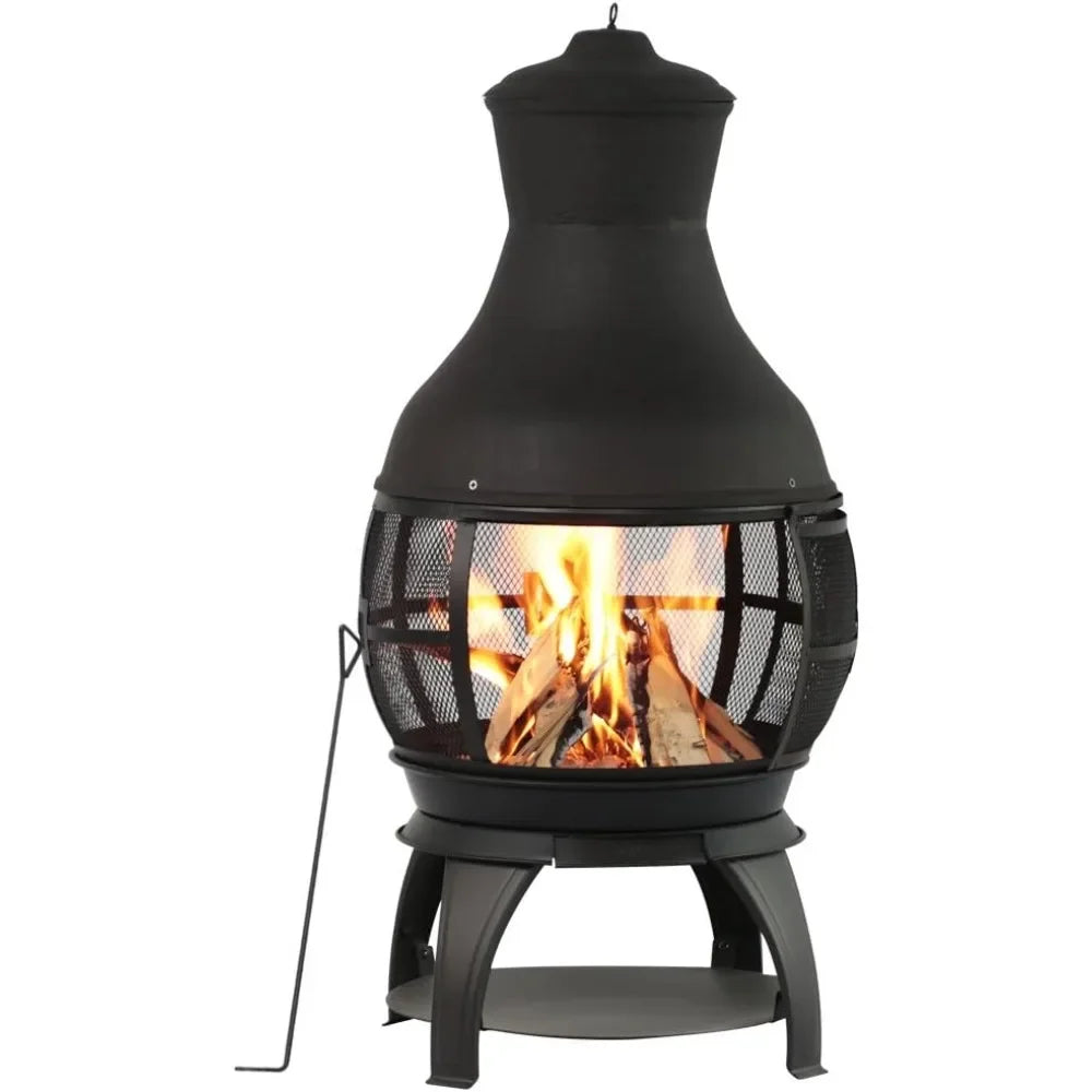 Wood Burning Chiminea Outdoor Fire Pit For Backyard Patio
