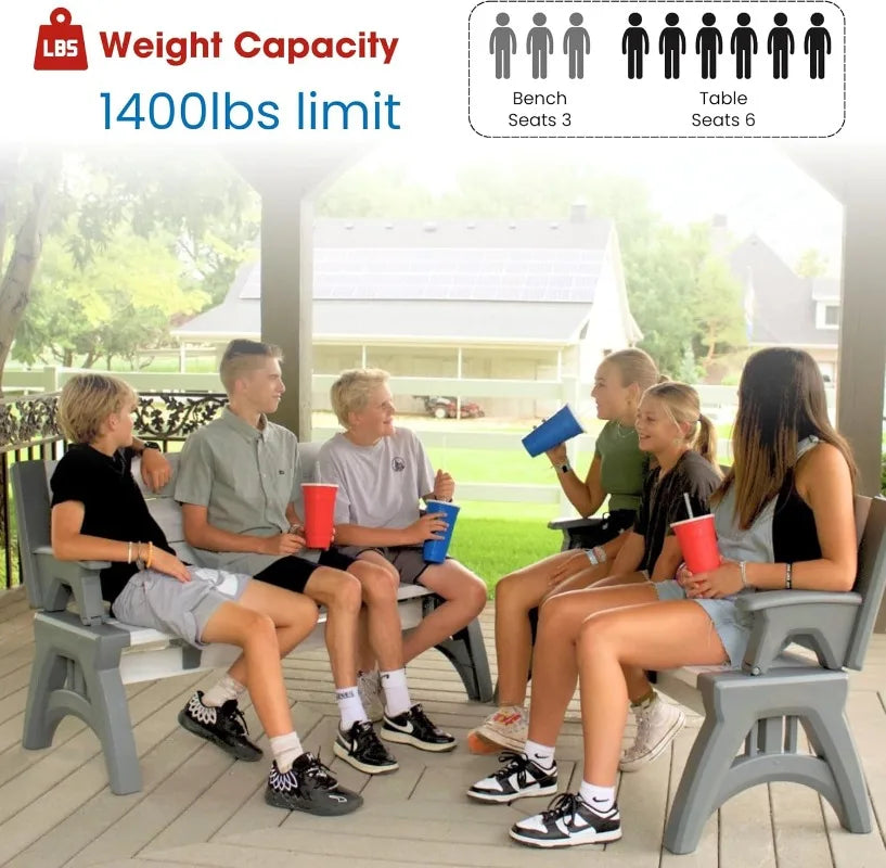 YTYIN Convert a Bench 2 In 1 Outdoor Bench and Picnic Table
