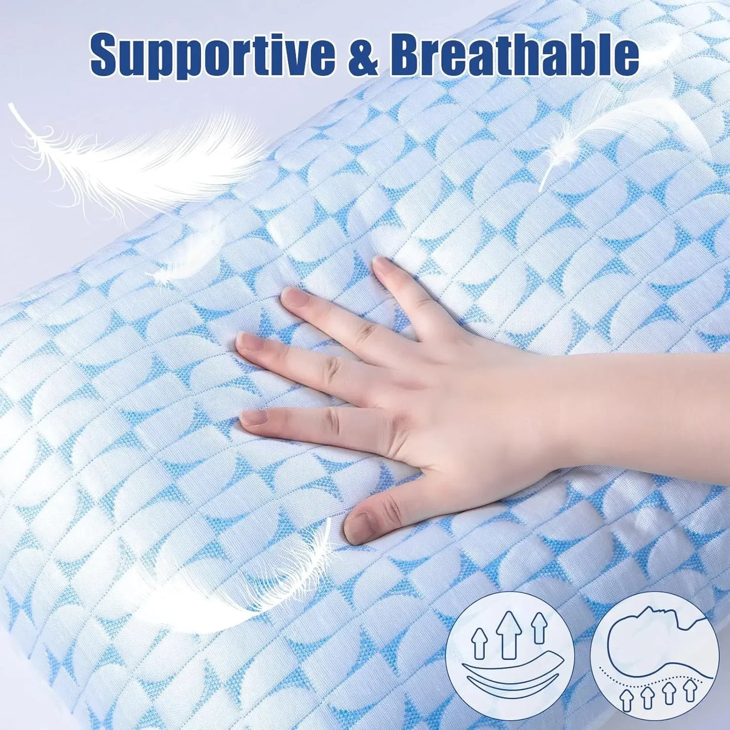 NONECN Shredded Memory Foam Pillows 2 Pack for Side Sleep