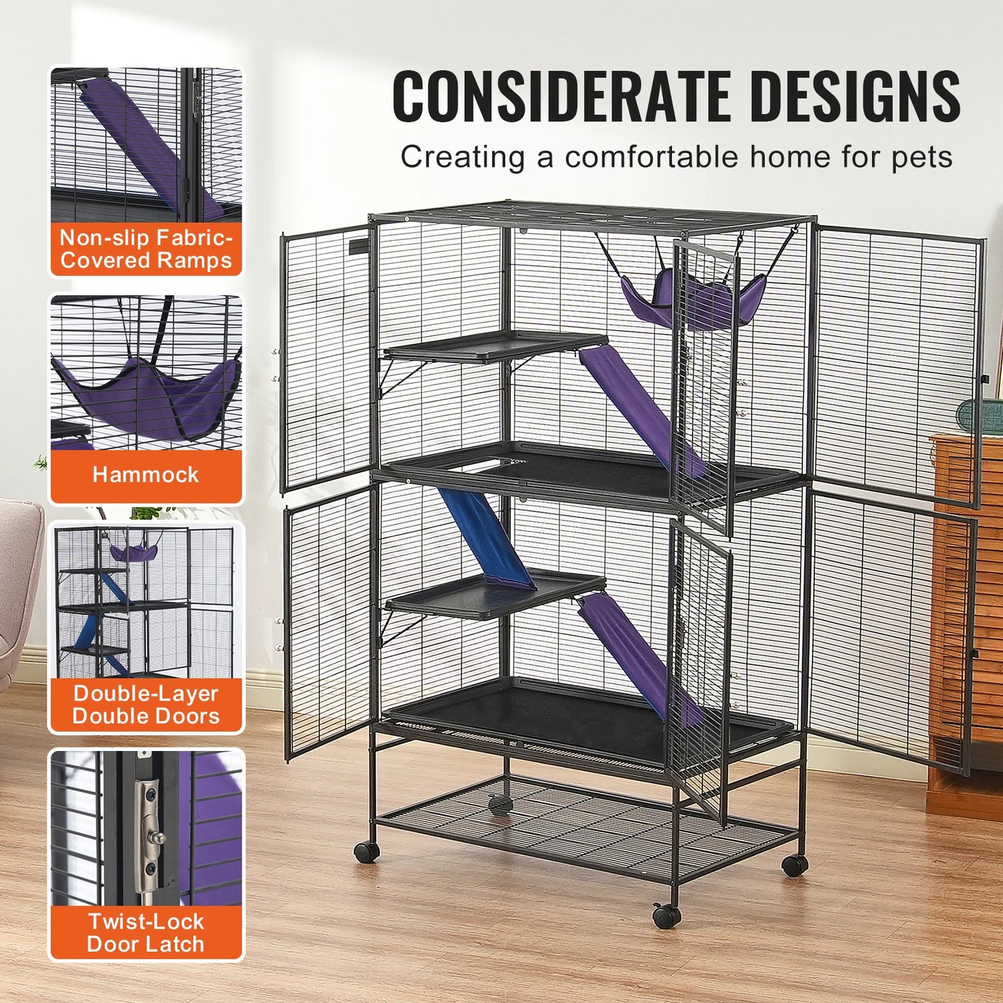 SucceBuy Metal Ferret Cage 4 Tier Critter Nation Cage