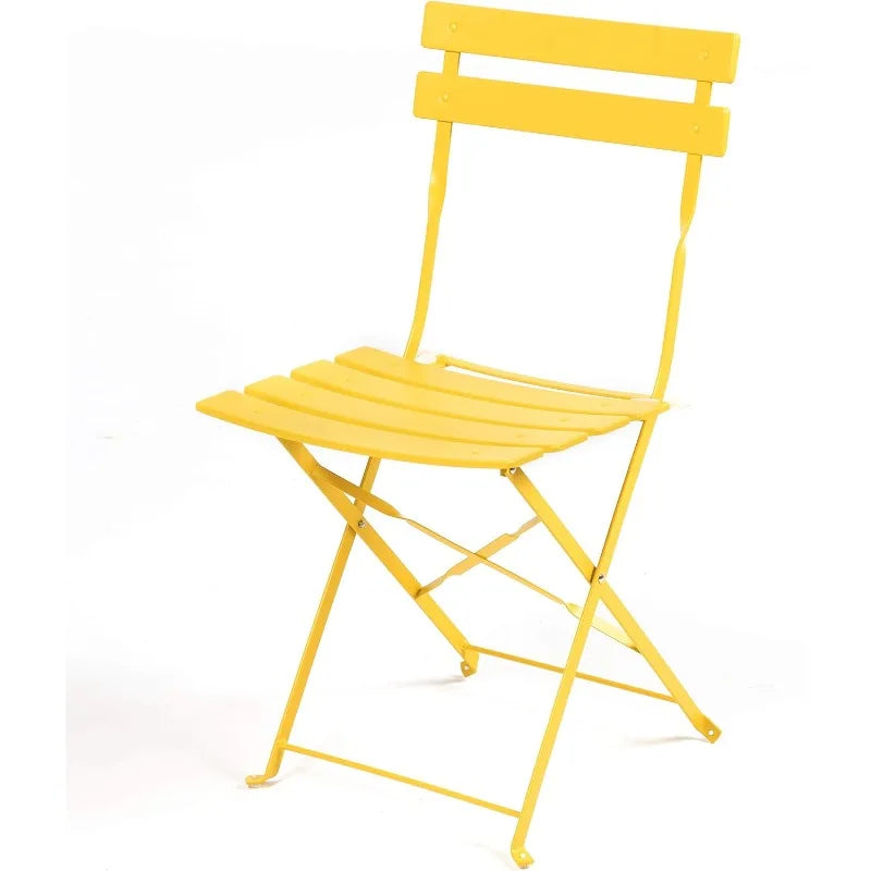 Three Piece Folding Outdoor Bistro Set With Steel Frame