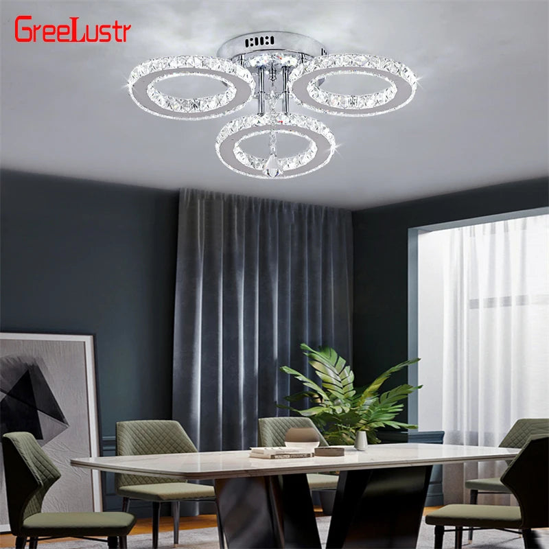 GreeLustr Modern Crystal Ring Pendant Light Ceiling Lamp