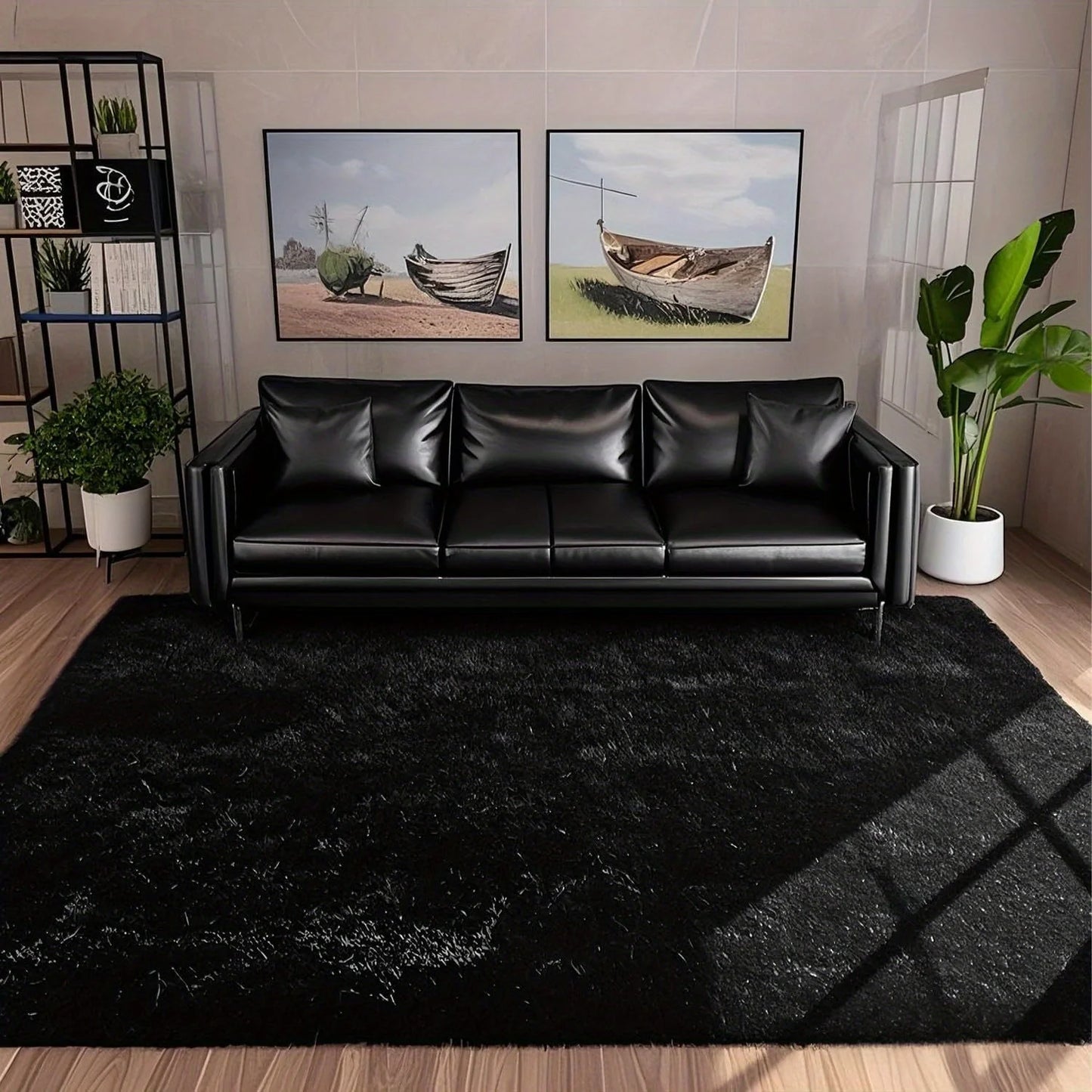 Geometric Plush Polyester Area Rug for Living Room and Bedroom