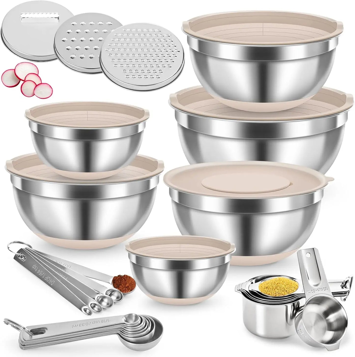 XMSJ Mixing Bowls With Lids Stainless Steel Nesting Set