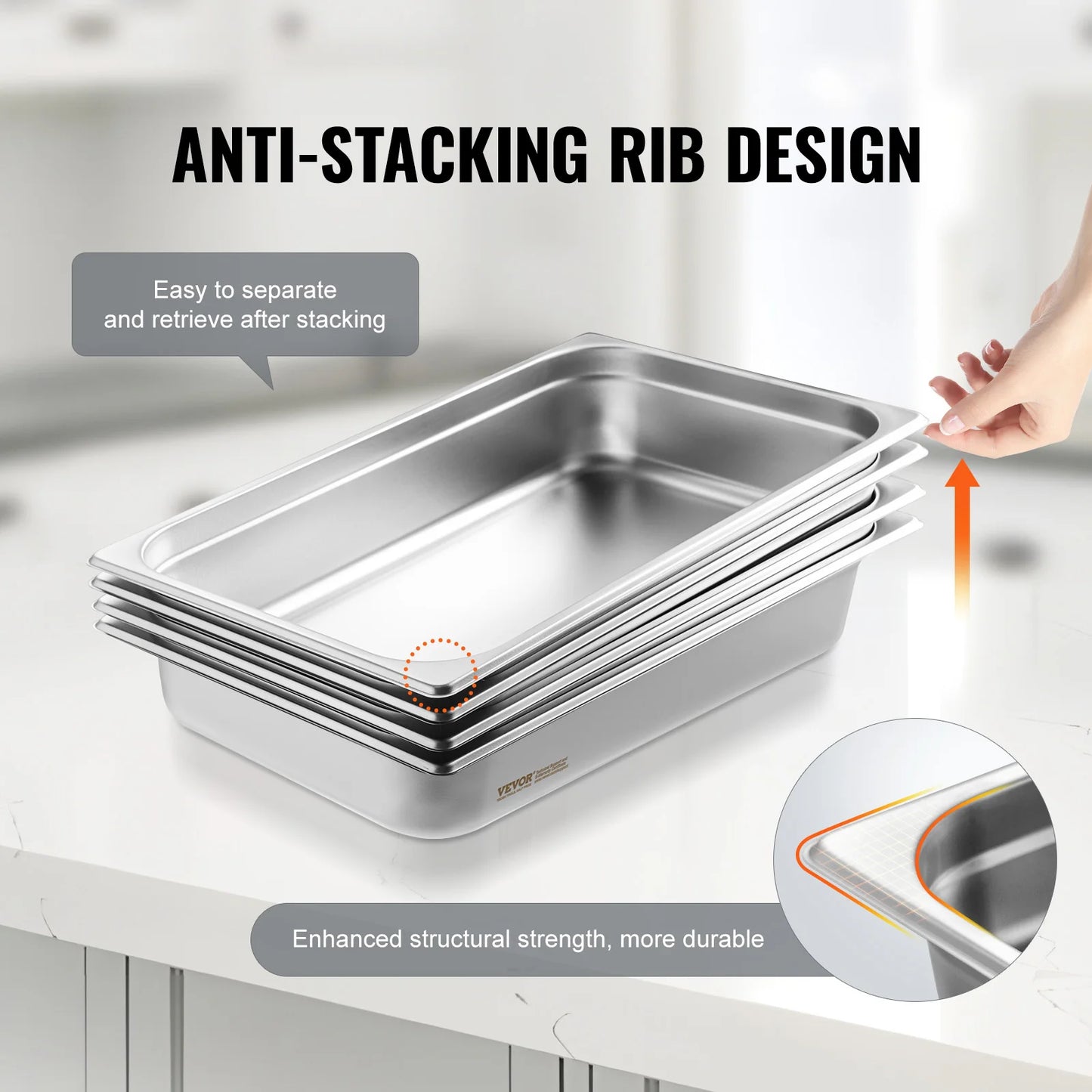 Succebuy Anti-Jam Steam Pan With Lid Stainless Steel