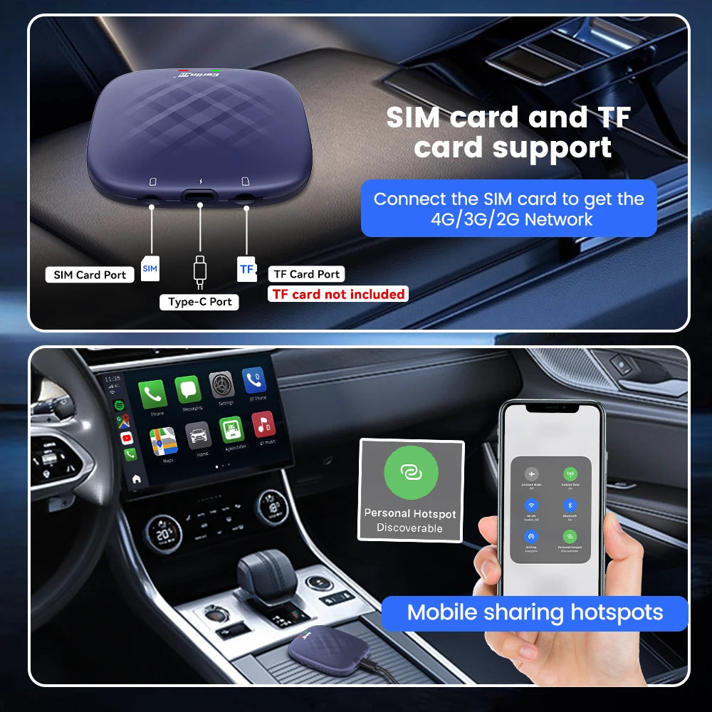 Carlinkit Android 13 CarPlay AI Box 8G128G Quad Core Wireless