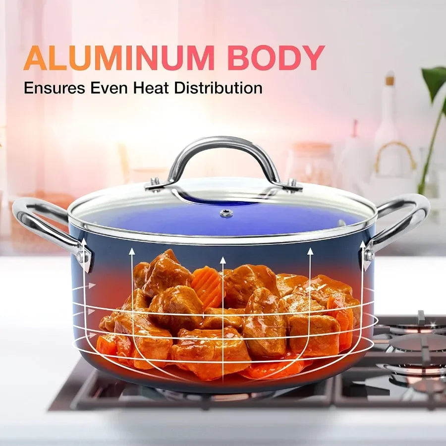 Sapphire UltraClad 24 Piece Induction Cookware Set Nonstick Pots and Pans