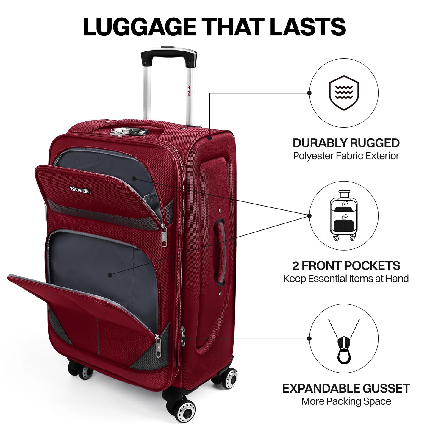 New York XPress Expandable Luggage Set 3 Piece Spinner