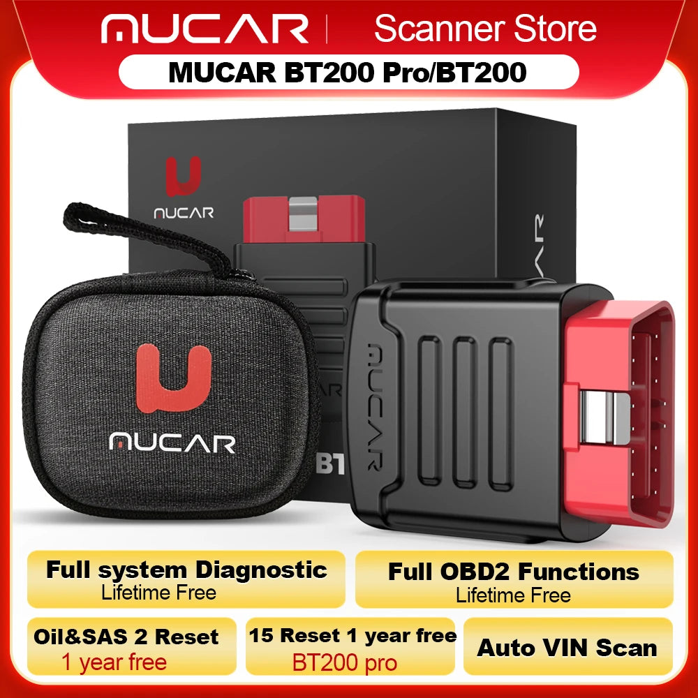 MUCAR BT200 Pro OBD2 Bluetooth Diagnostic Tool Full System Scan