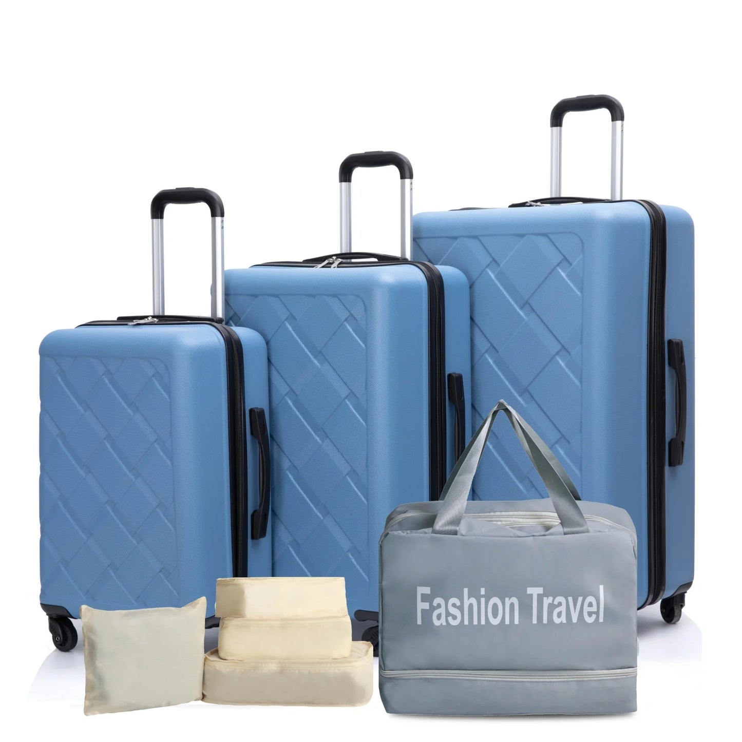 TravelhouseCN Luggage Set 3 Piece Double Spinner ABS Hard Case