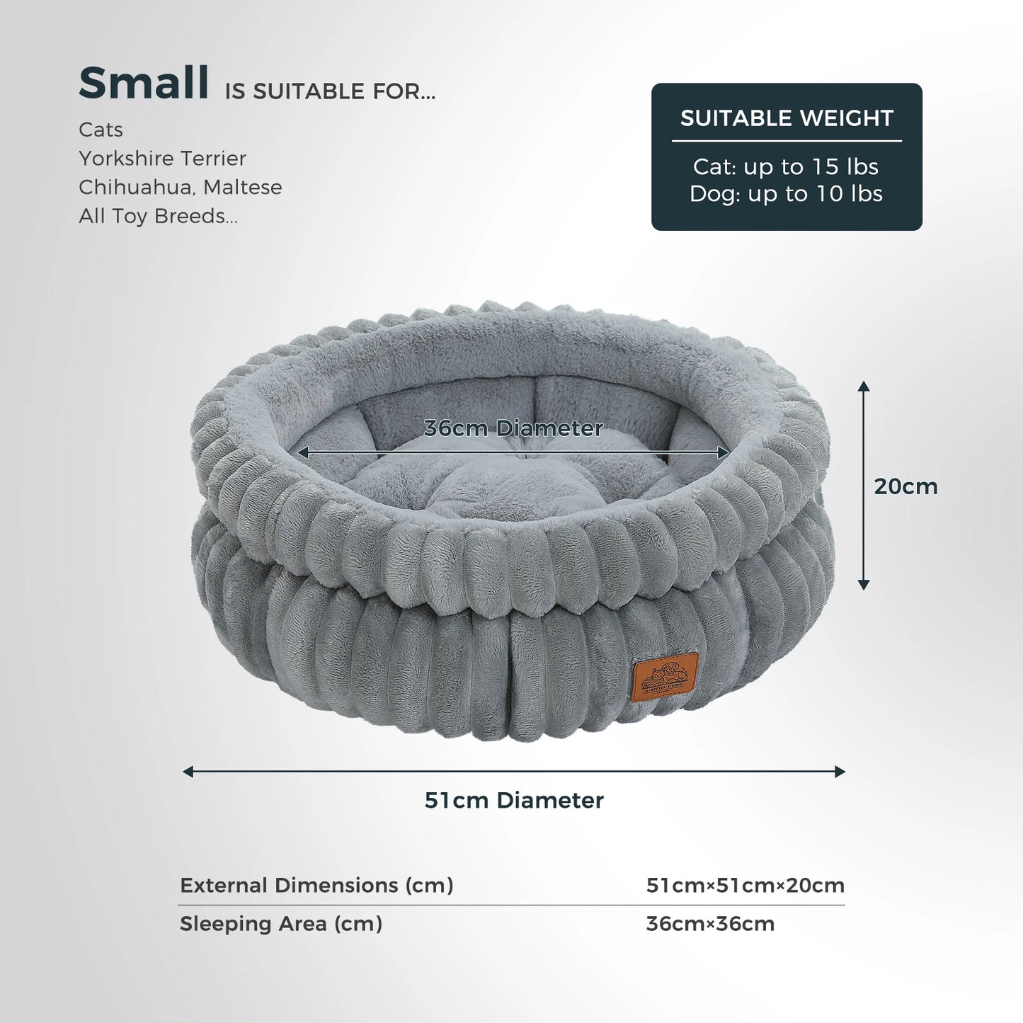 PAWZ Road Dog Bed Indoor Round Washable Corduroy Anti Slip
