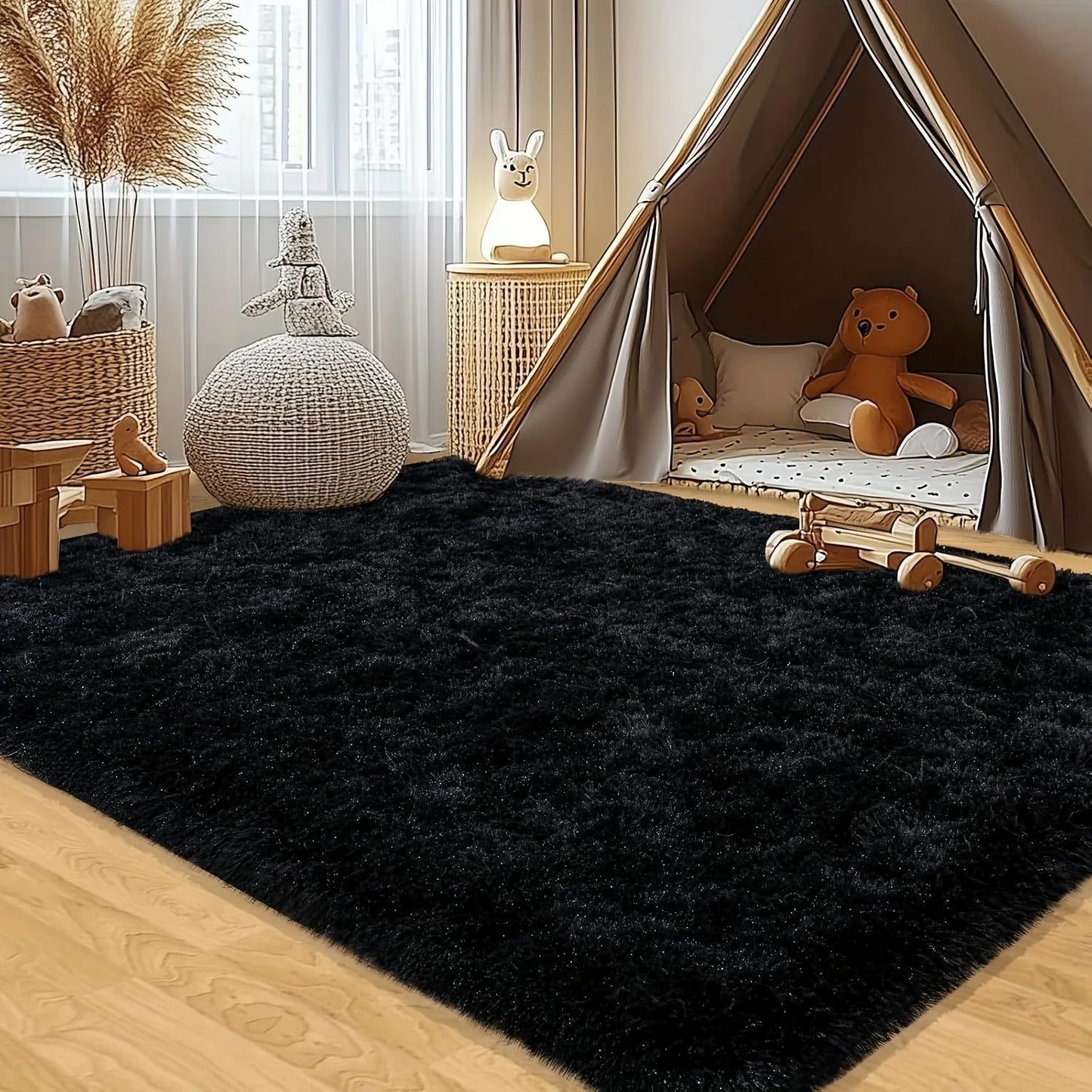Geometric Plush Polyester Area Rug for Living Room and Bedroom