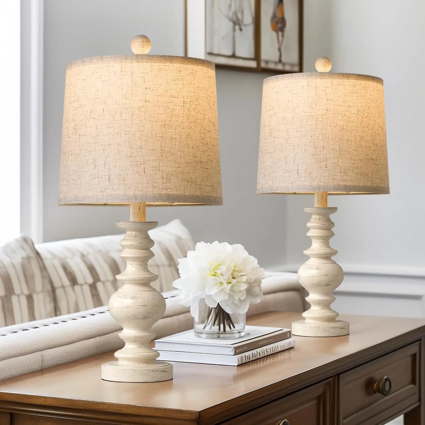 Rustic Table Lamps Set of 2 In Vintage Farmhouse Style
