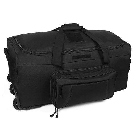 QCN Tactical Rolling Duffel Bag Luggage For Travel And Hiking