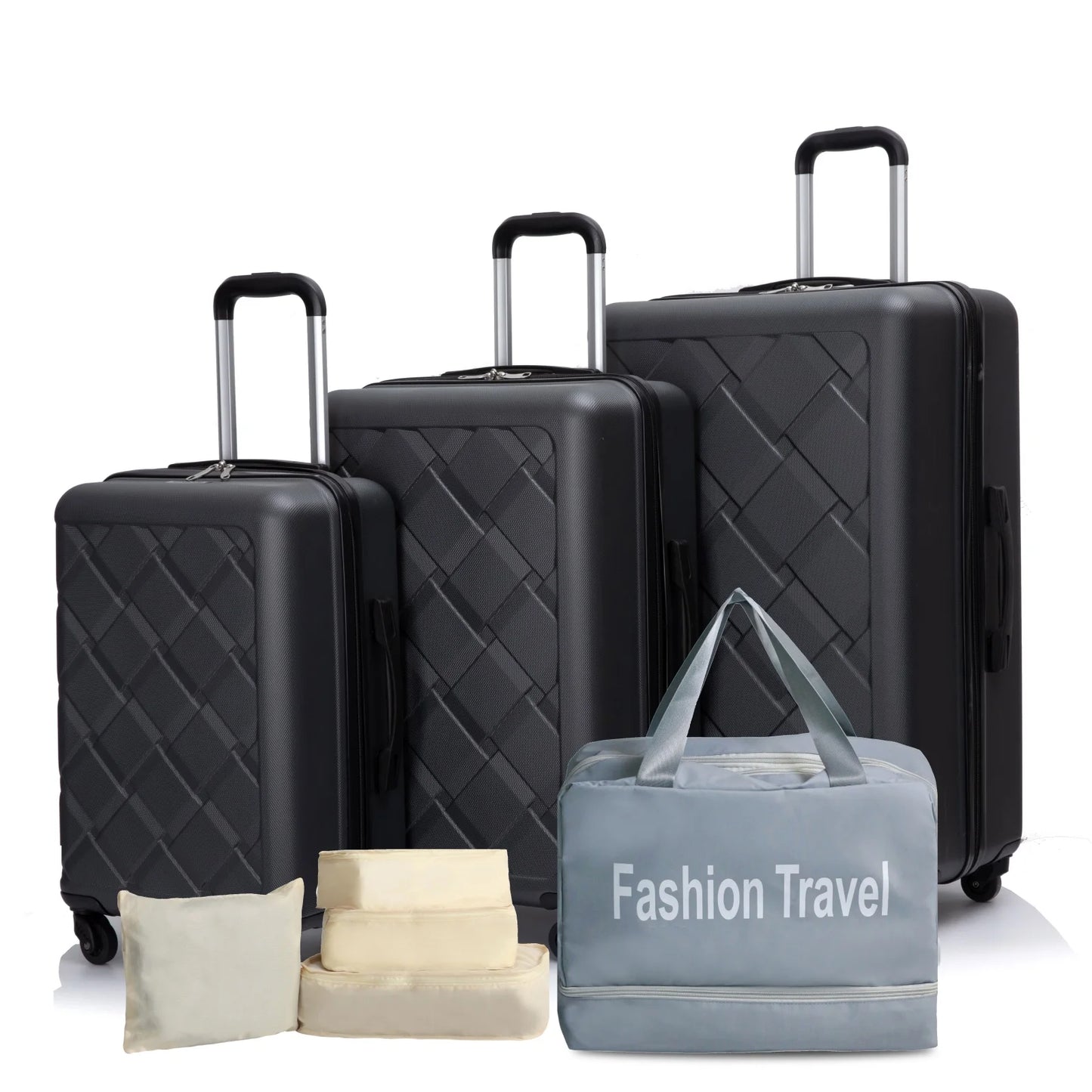 TravelhouseCN Luggage Set 3 Piece Double Spinner ABS Hard Case
