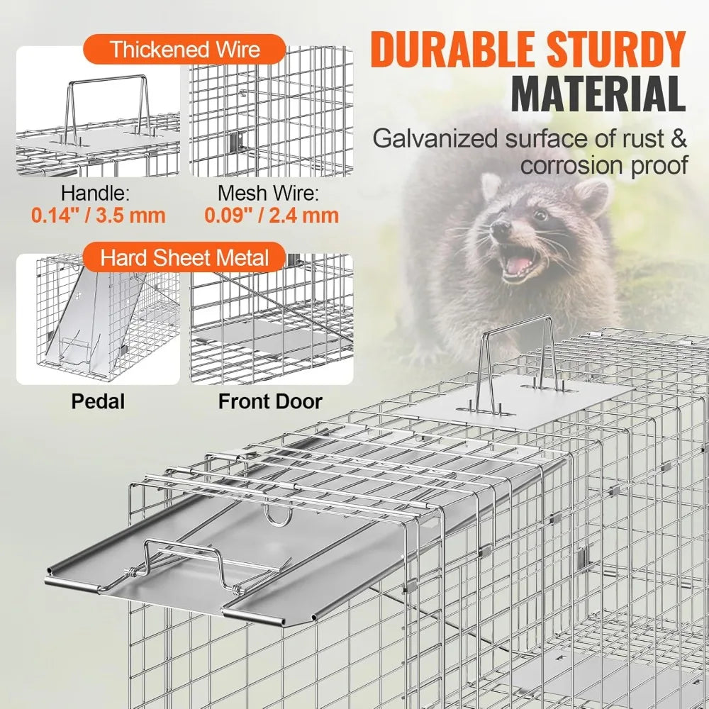 Humane Live Animal Cage Trap For Cats Rabbits Squirrels Raccoons Groundhogs