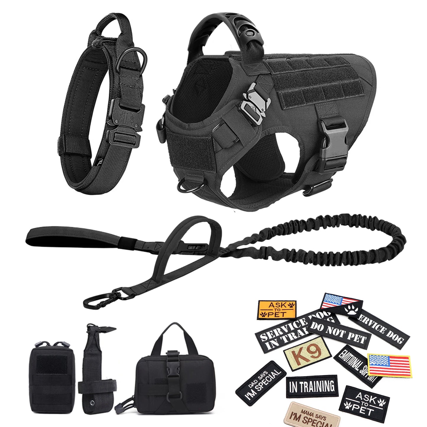PETRAVEL Military Large Dog Harness Vest With Leash Set