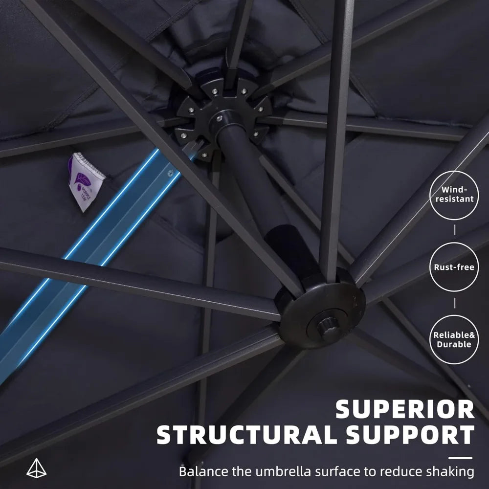 Rectangular Cantilever Patio Umbrella Aluminum Offset 360 Rotation
