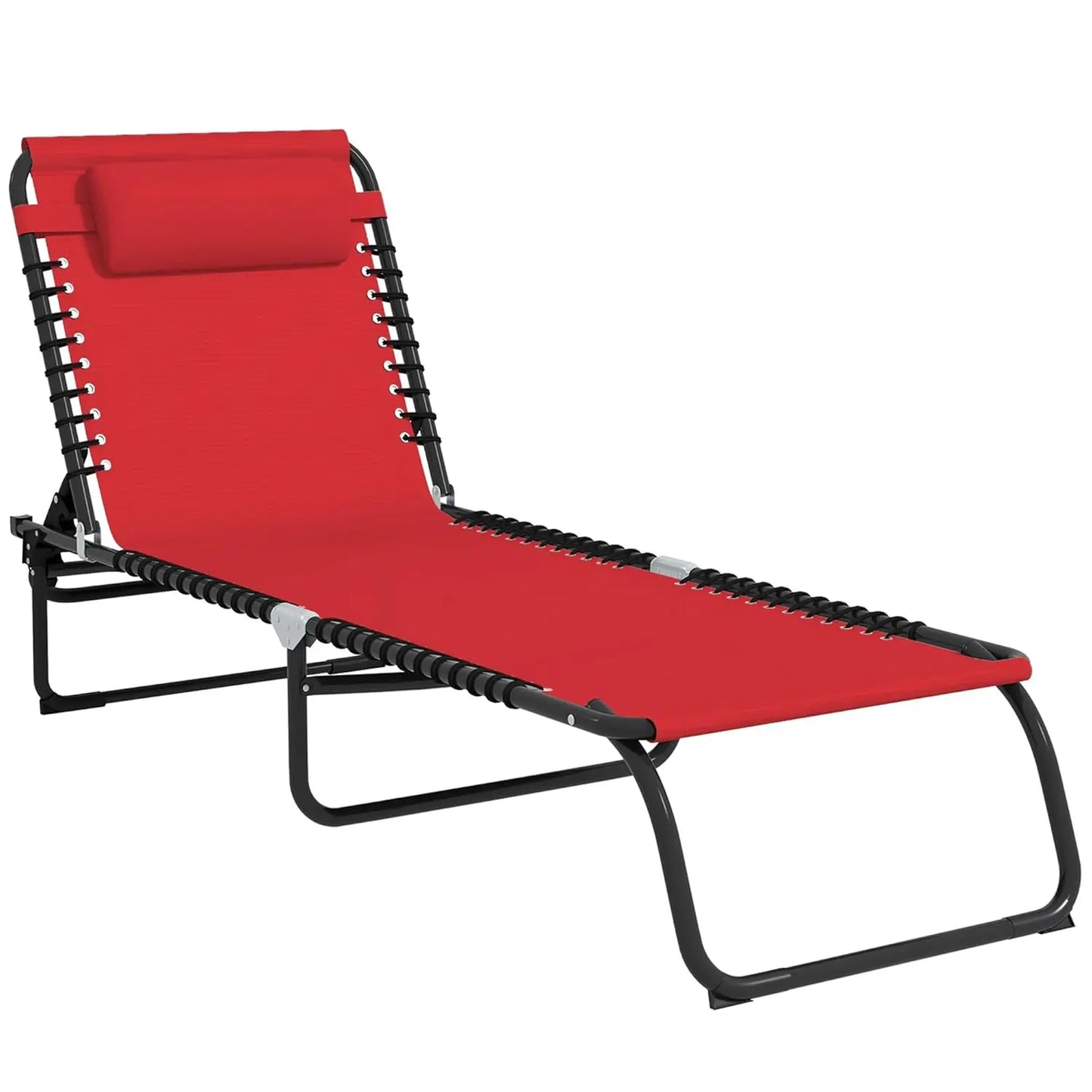 Folding Chaise Lounge Chair Outdoor Sun Lounger With Reclining Back