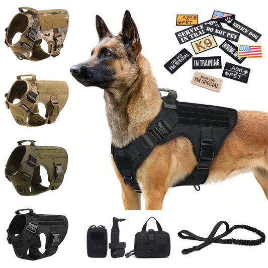 PETRAVEL Military Large Dog Harness Vest With Leash Set