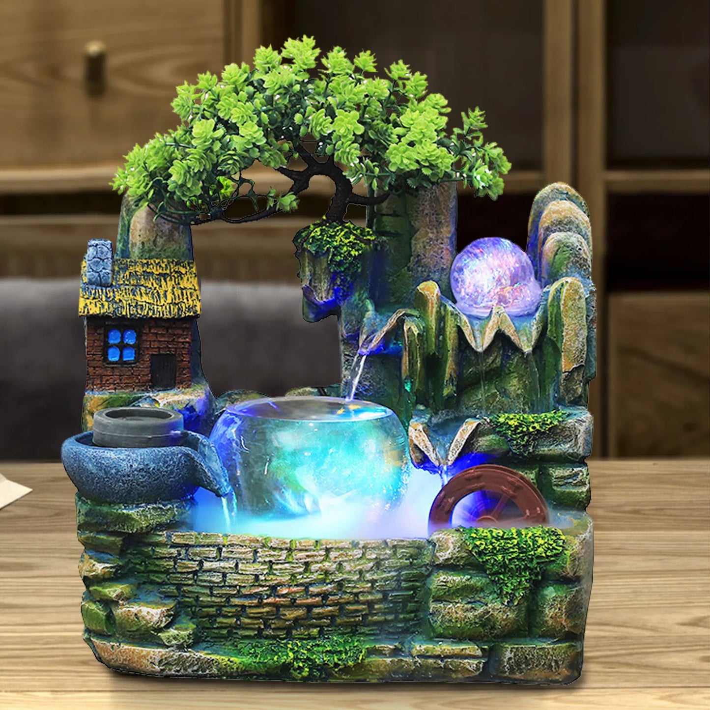 Desktop Fountain Waterfall Indoor Decor Landscape Rockeries Ornaments