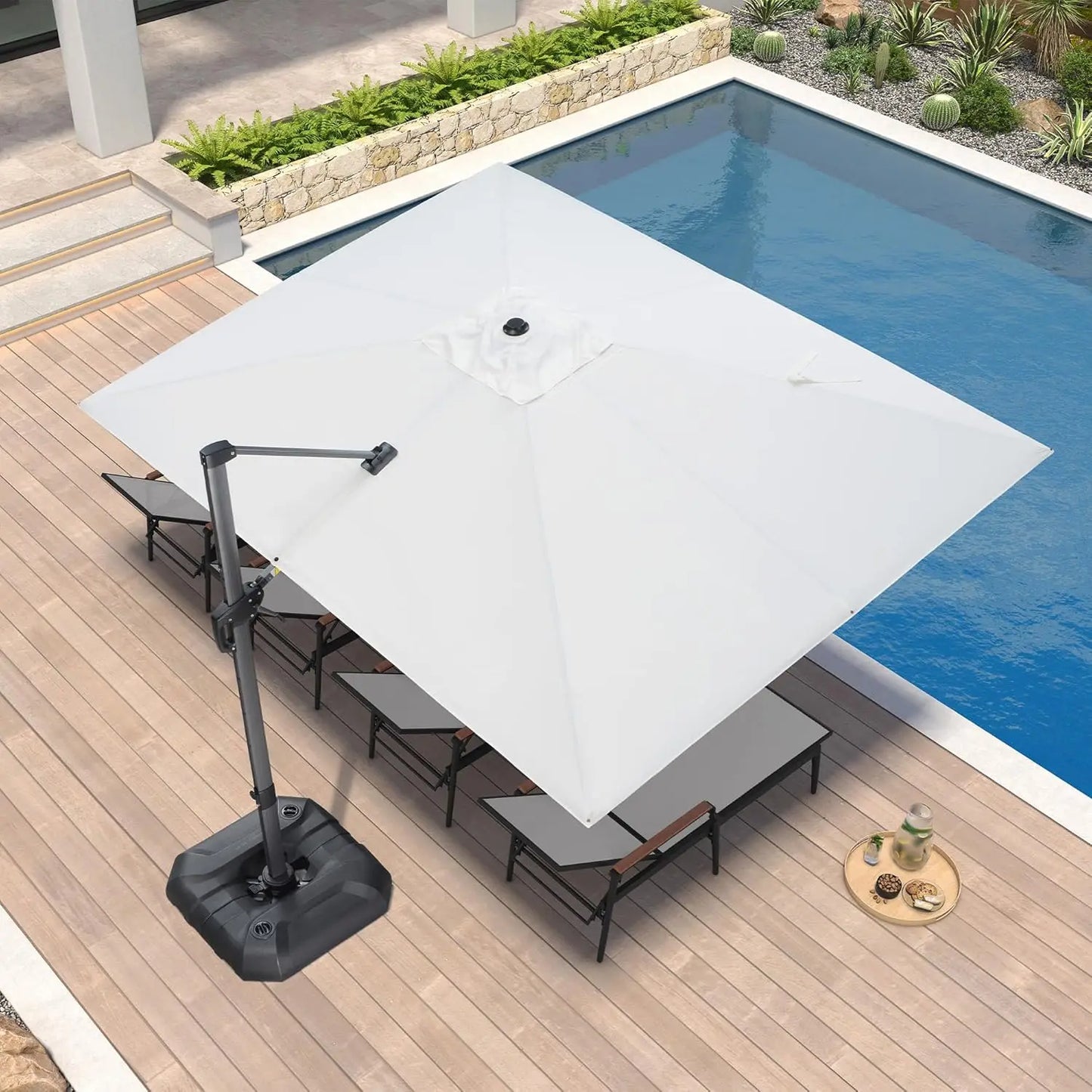 Rectangular Cantilever Patio Umbrella Aluminum Offset 360 Rotation