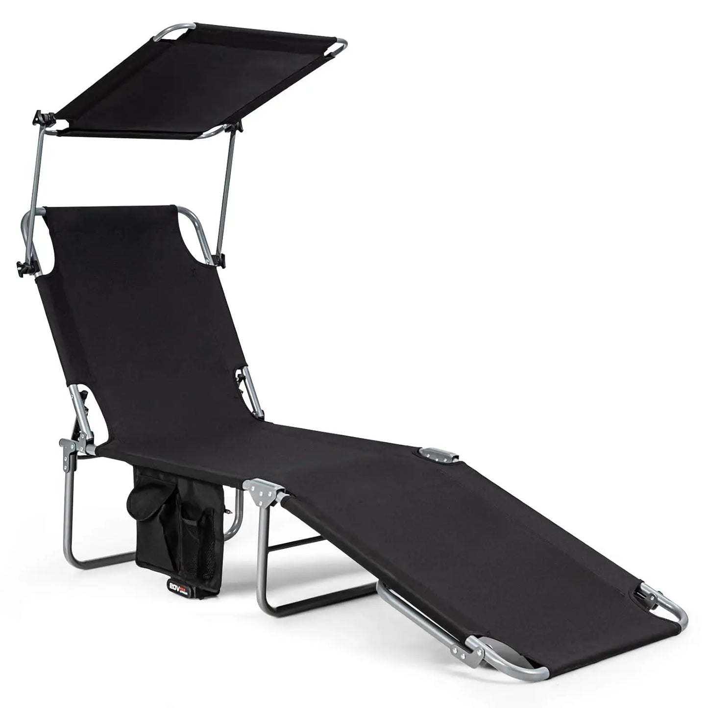 Patio Tanning Chair Chaise Lounge With Shade Canopy And Storage