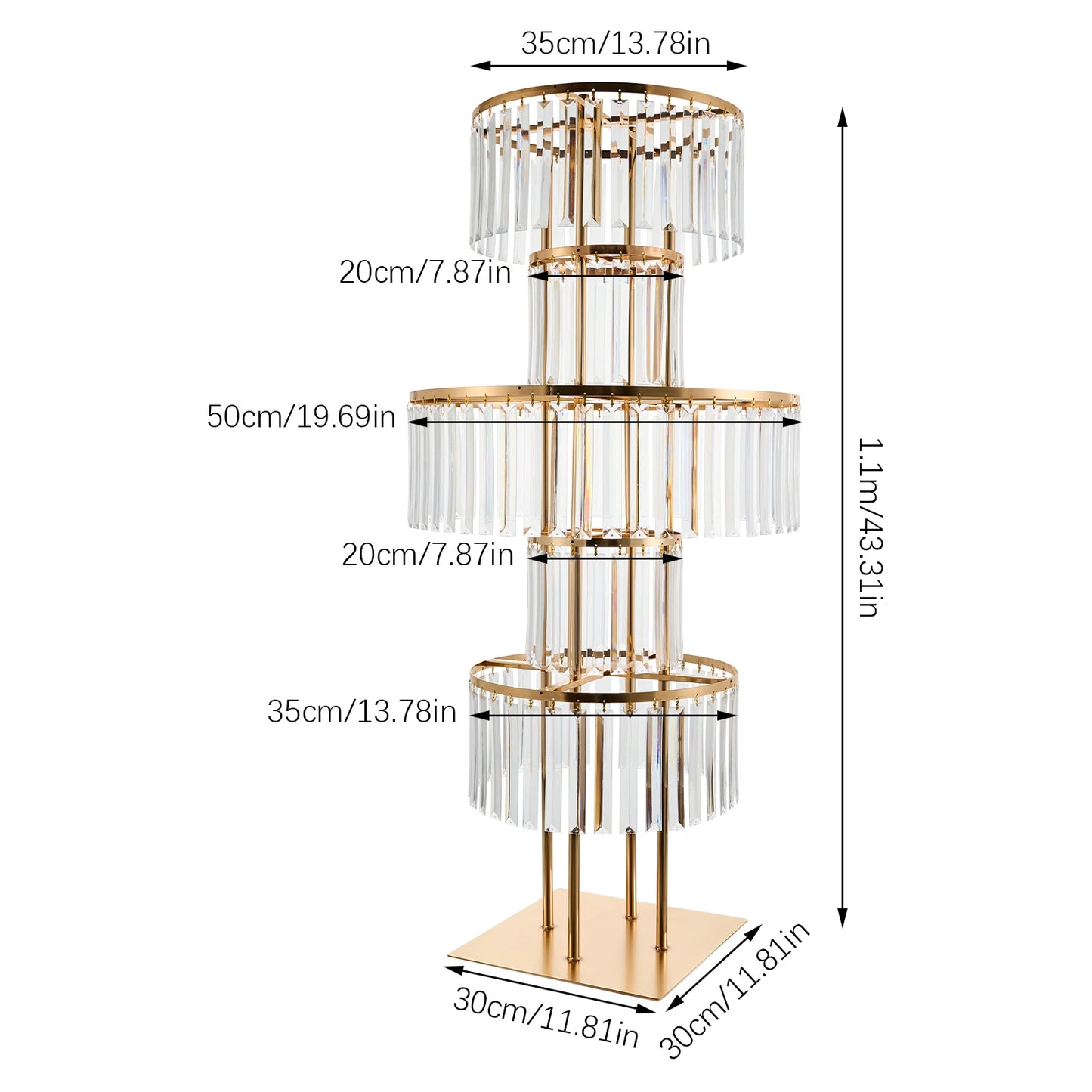 5-Tier Gold Wedding Flower Stand Iron And Acrylic Centerpiece