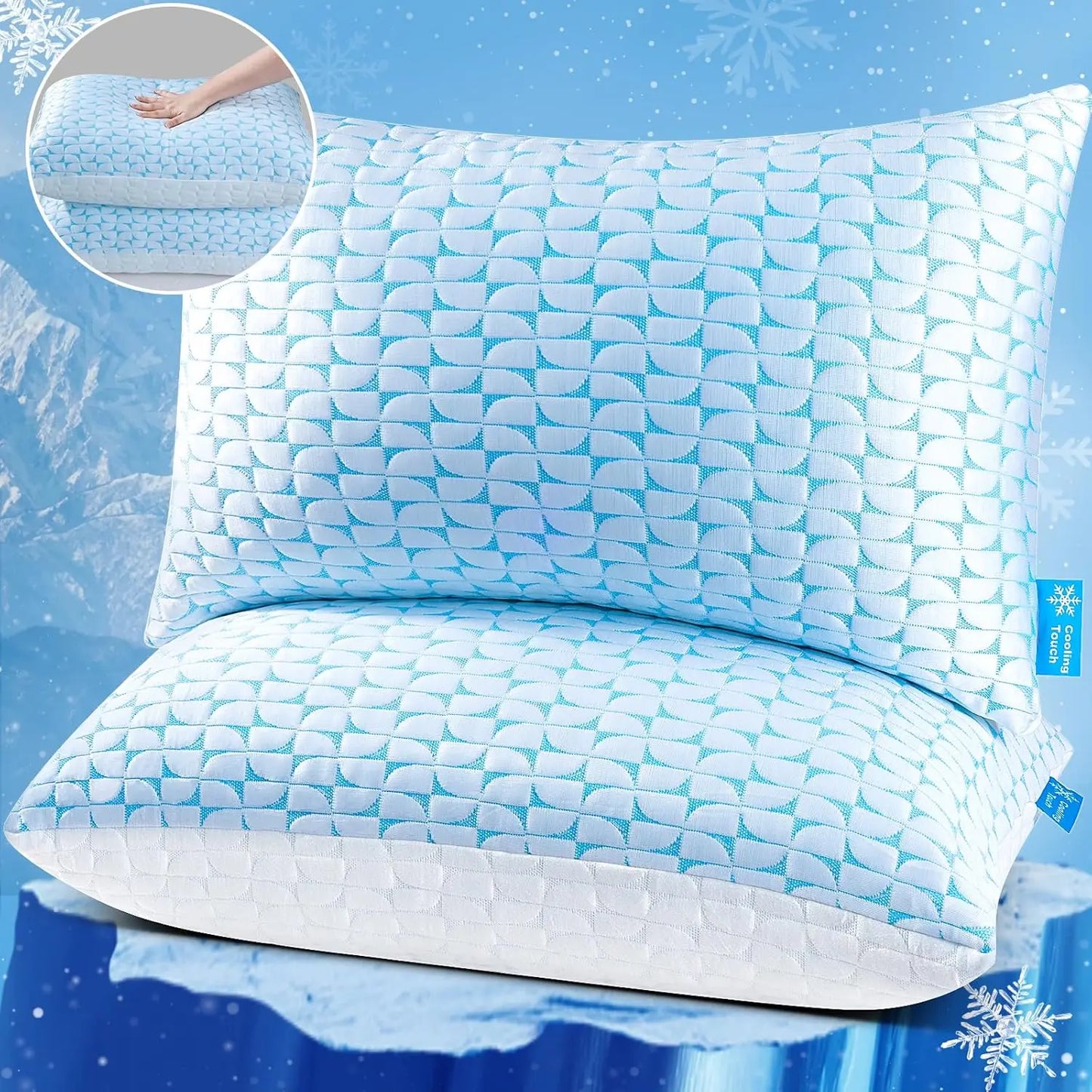 NONECN Shredded Memory Foam Pillows 2 Pack for Side Sleep