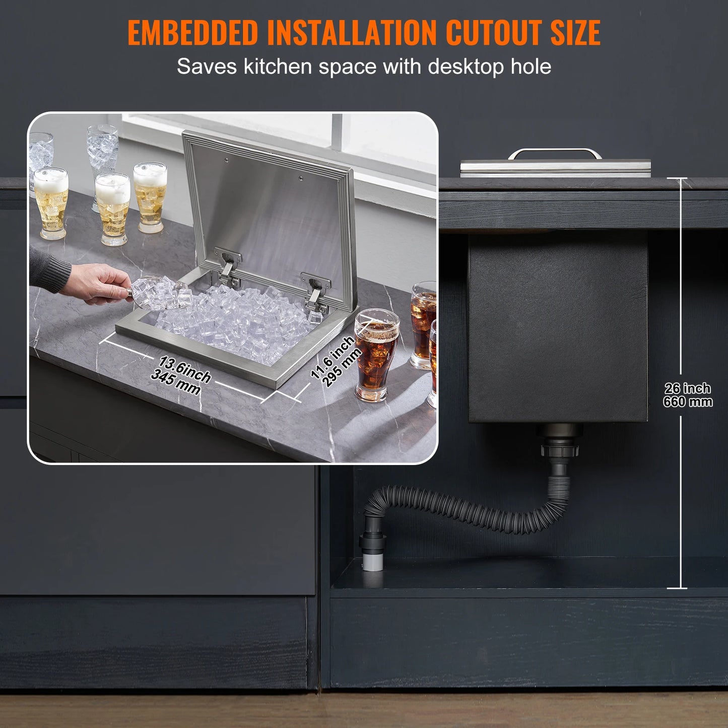 SucceBuy Drop In Ice Chest Stainless Steel Ice Cooler