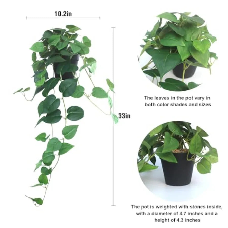 OLOEY Faux Pothos Hanging Plants 2 Silk Ivy Vines Indoor