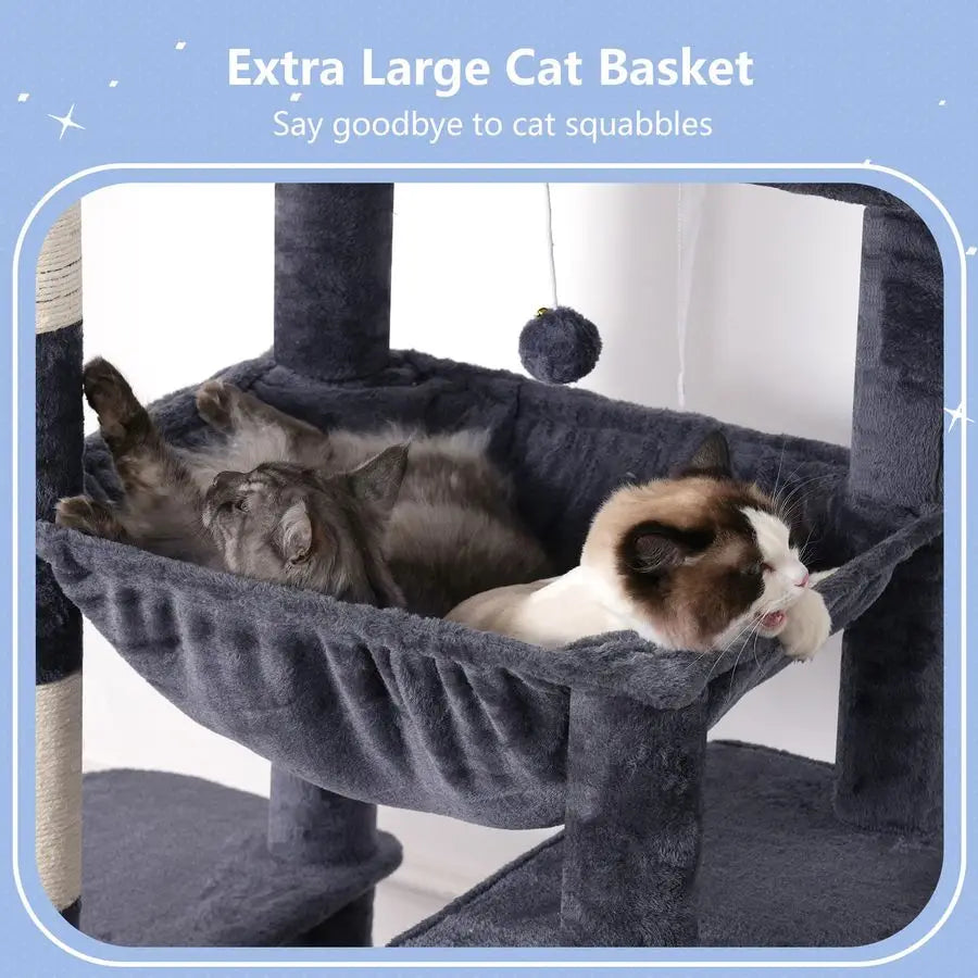 XMSJ Cat Tree Tower With Multilevel Platforms And Condos