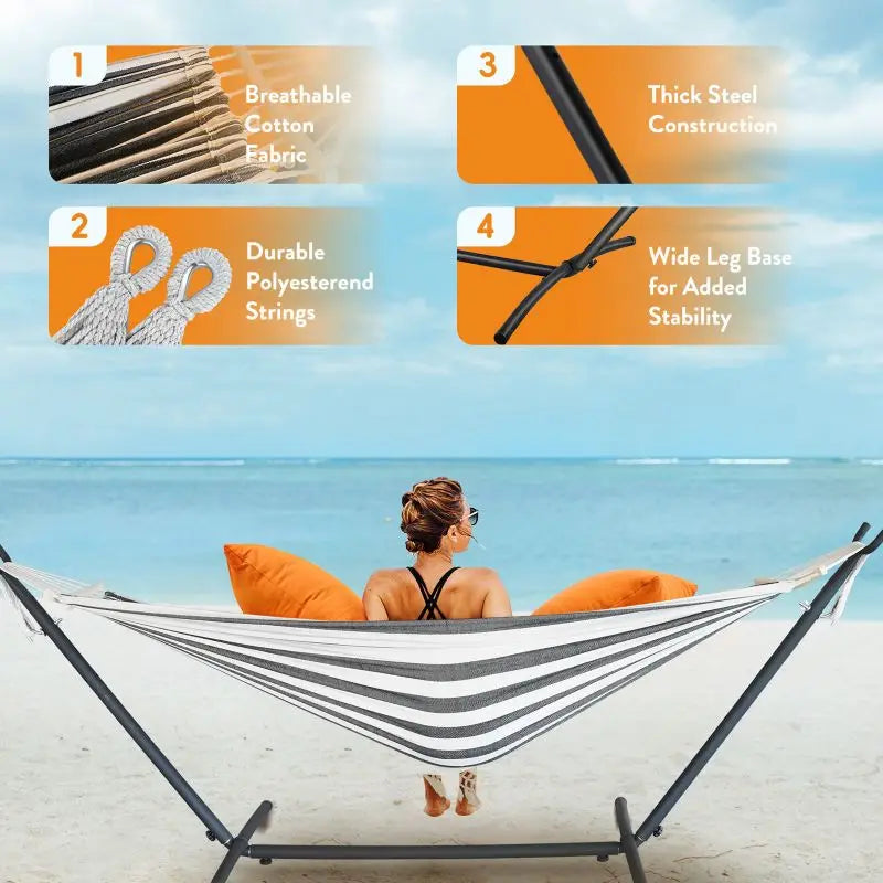 Gyroor Adjustable Stand Hammock 600 Pound Capacity With Storage Bag