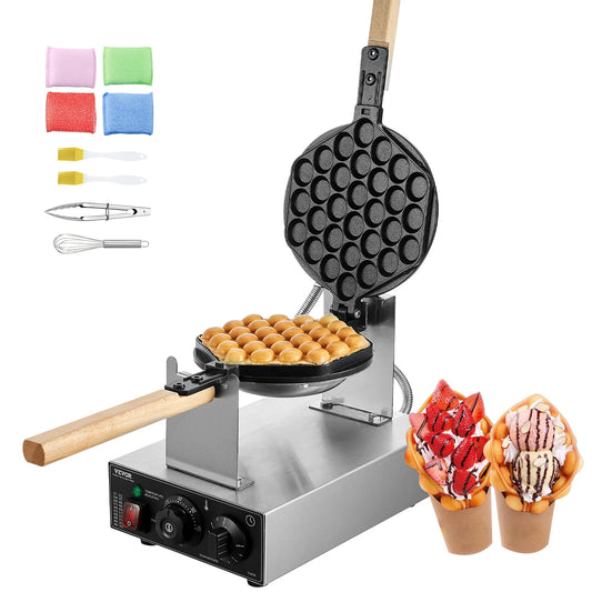 SucceBuy Commercial Egg Bubble Waffle Maker 1000-1500W Rotatable