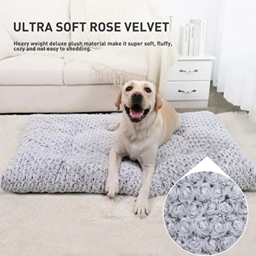 Washable Dog Bed Deluxe Plush Kennel Pad Ultra Cozy