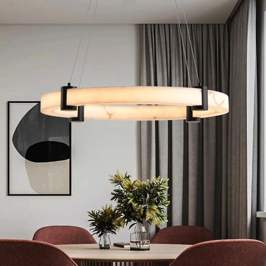 ARLGSITE Modern LED Pendant Light Resin Ring Chandelier