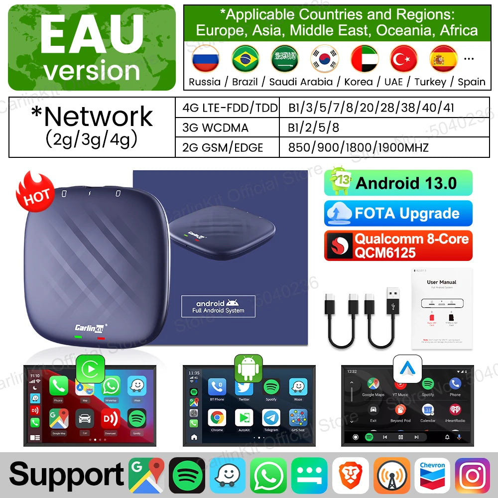 Carlinkit Android 13 CarPlay AI Box 8G128G Quad Core Wireless