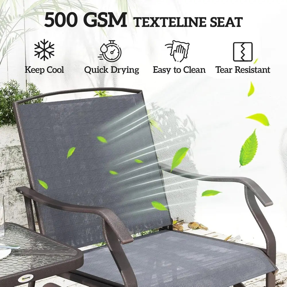 Outdoor Glider Chair Set With Glass Coffee Table And Chairs