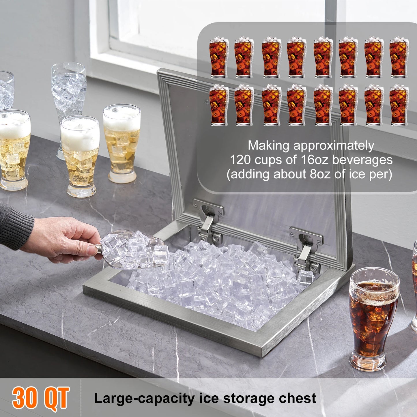 SucceBuy Drop In Ice Chest Stainless Steel Ice Cooler