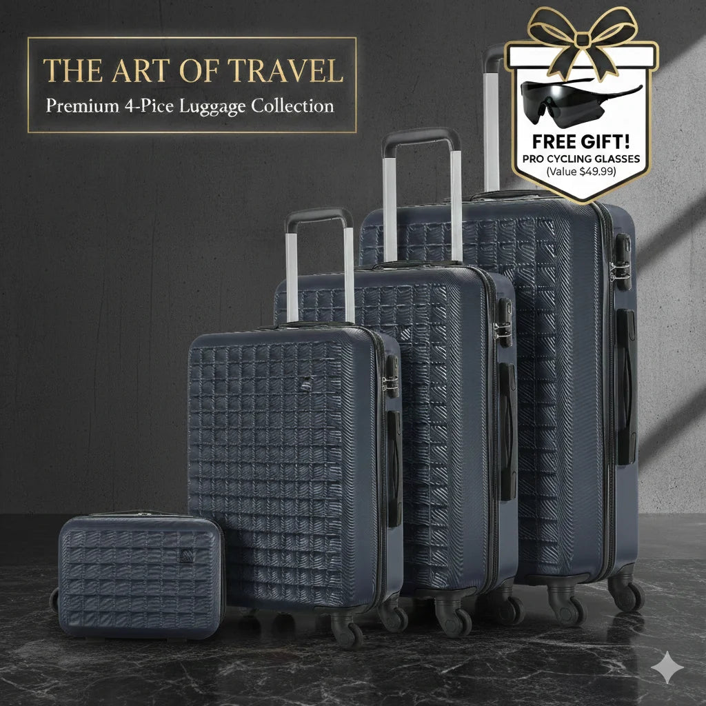 NONECN 4-Piece ABS Hardside Spinner Luggage Set With Cosmetic Bag