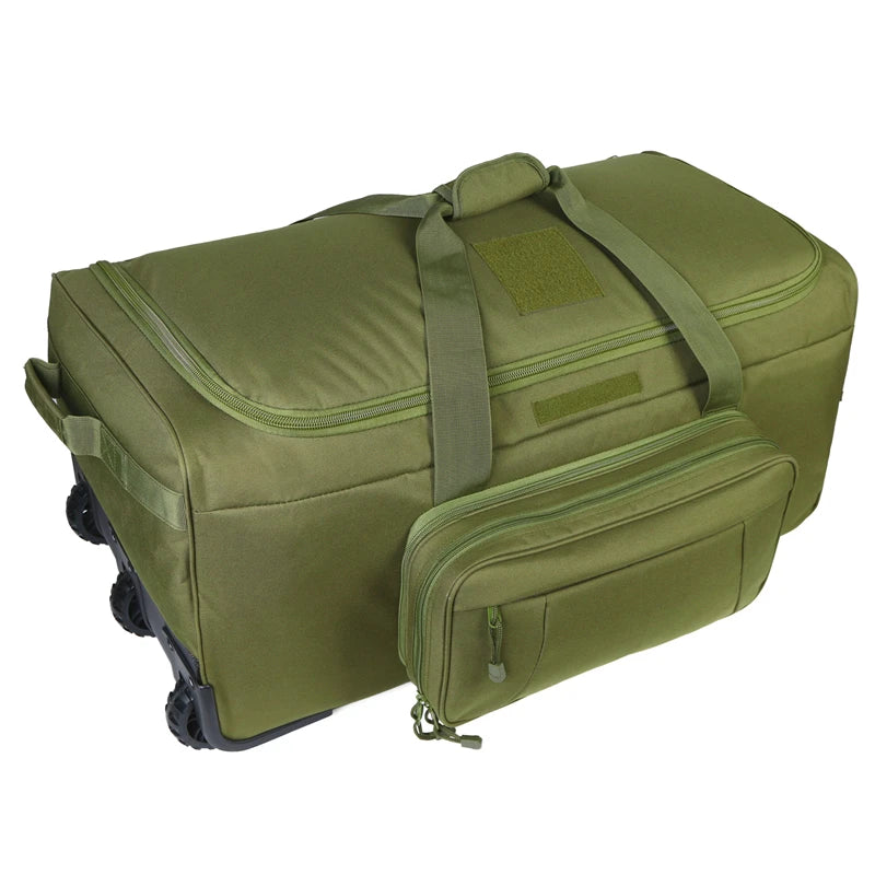 QCN Tactical Rolling Duffel Bag Luggage For Travel And Hiking