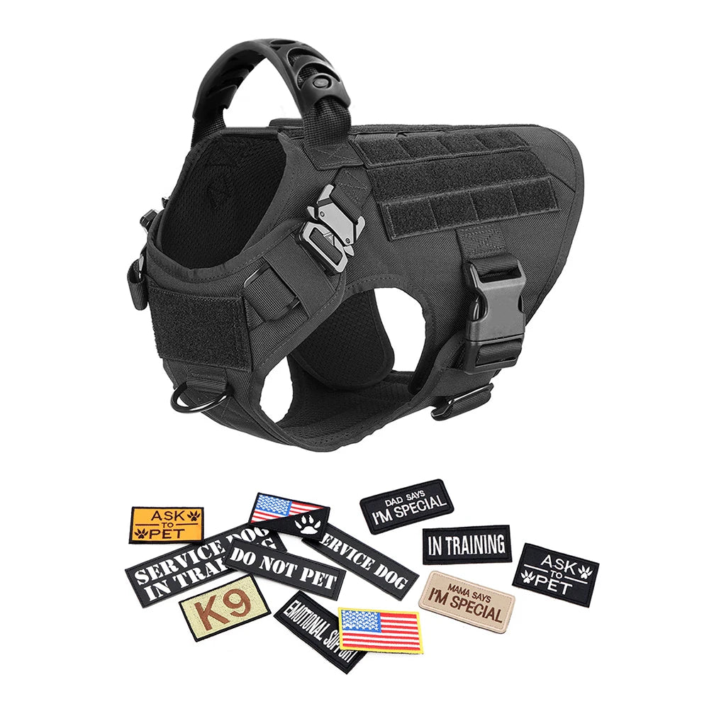 PETRAVEL Military Large Dog Harness Vest With Leash Set