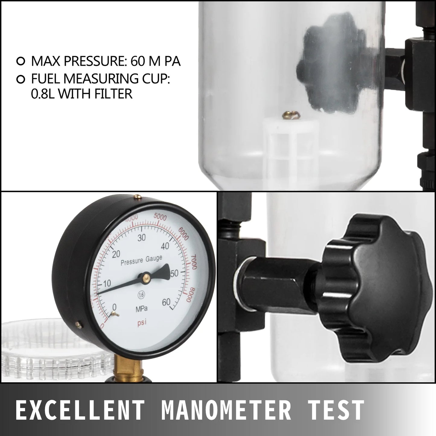 SucceBuy Diesel Fuel Injector Nozzles Tester With Dual Scale Gauge
