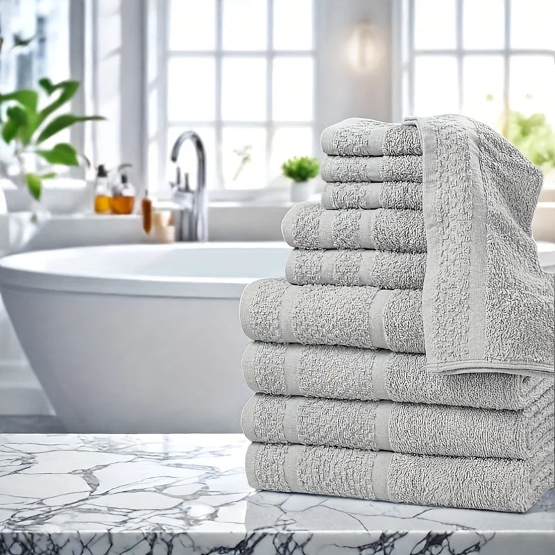 10 Piece Bath Towel Set Including Towels Hand Towels Washcloths