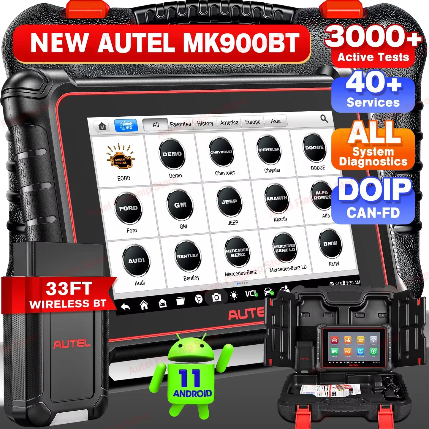 Autel MaxiCOM MK900 BT OBD2 Diagnostic Tool 40 Plus Services