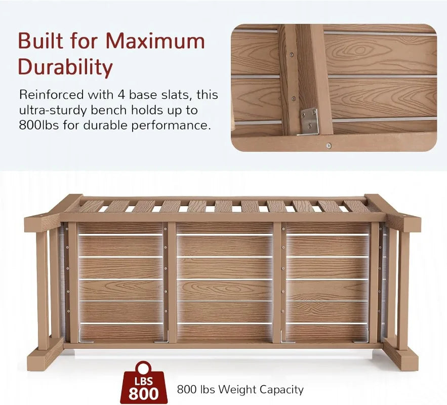 YTYIN All Weather Outdoor Bench 2 Person Poly Lumber 800lb