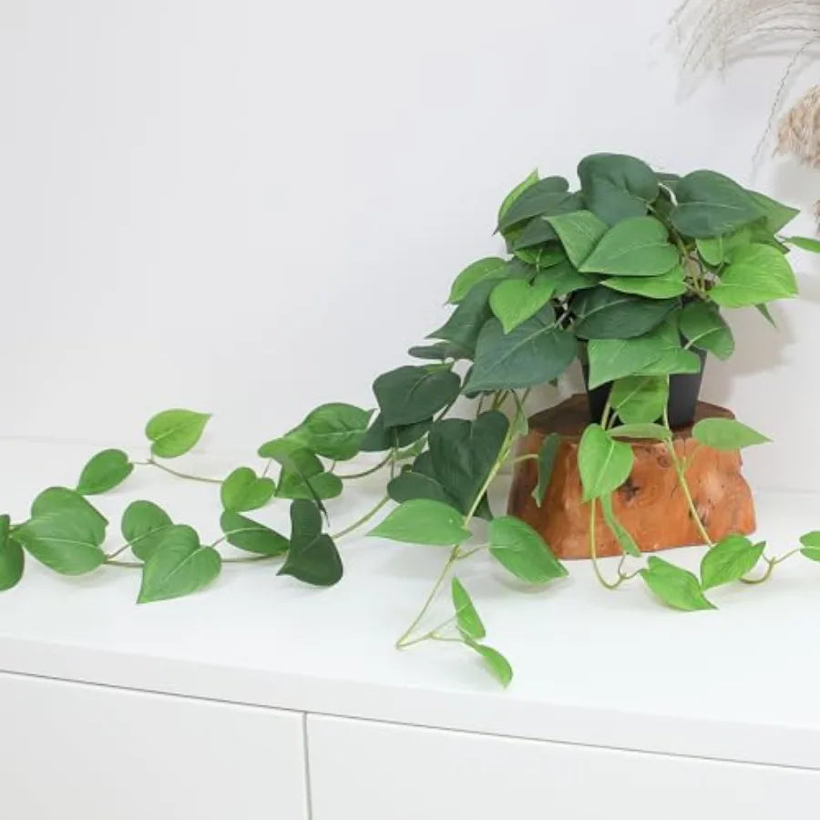 OLOEY Faux Pothos Hanging Plants 2 Silk Ivy Vines Indoor