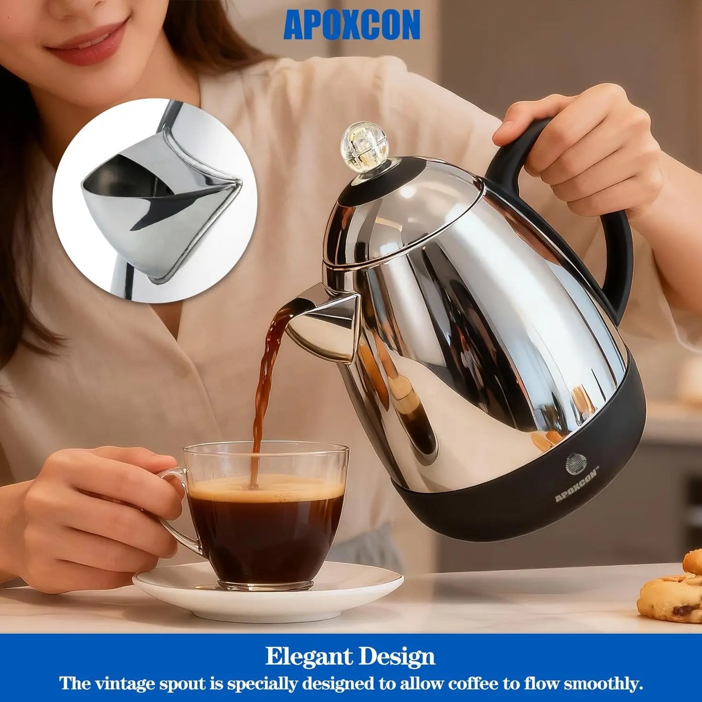 XMSJ Electric Stainless Steel Coffee Percolator With Auto Keep Warm