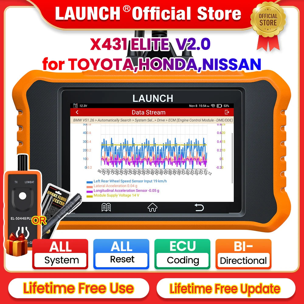 Launch X431 Elite V2.0 OBD2 Scanner BiDirectional ECU Coding