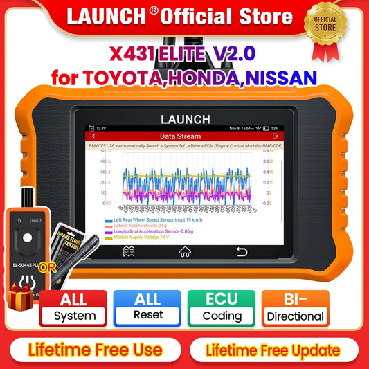 Launch X431 Elite V2.0 OBD2 Scanner BiDirectional ECU Coding